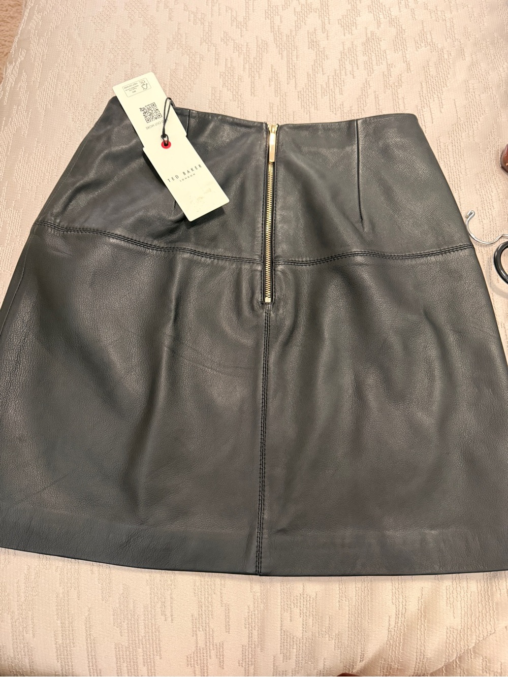Ted Baker Black Leather A-Line Skirt - Picture 4 of 5